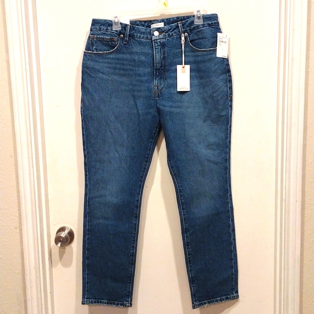 NWT Good American Women's Good Classic High Waisted Jeans Size 10/30-Medium Wash